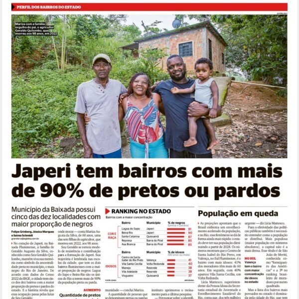 IBGE aponta os bairros Lagoa do Sapo e Beira-Rio com 90% de pretos e pardos